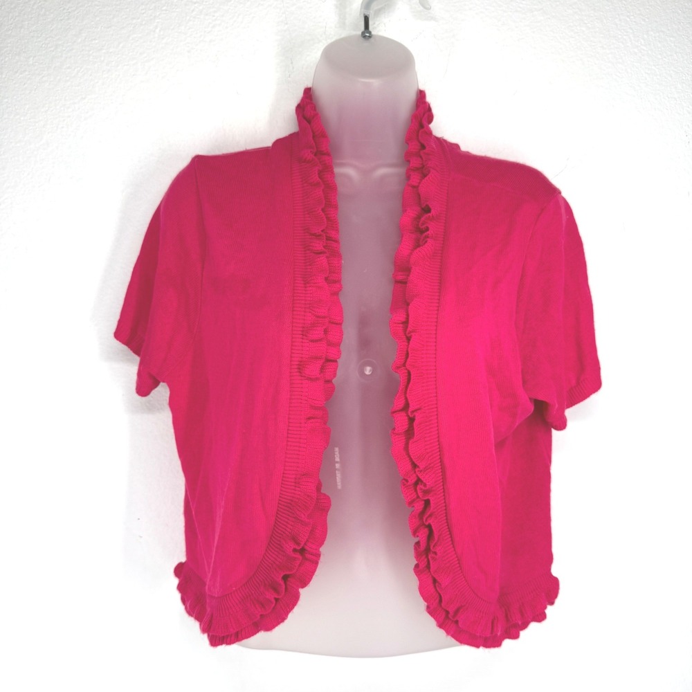 Vintage Ruffle Bolero Knit Sweater Top Size XL P Layering Fairy Boho Knit Y2K